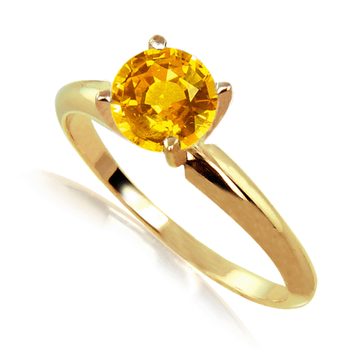 1 Carat Orange Sapphire Solitaire Ring in 14k Yellow Gold