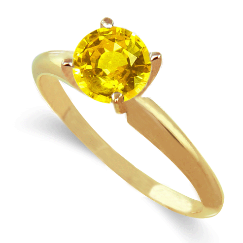 1 Carat Yellow Sapphire Solitaire Ring in 14k Yellow Gold