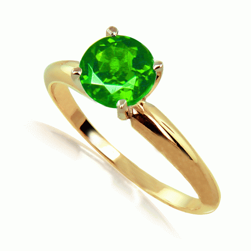 0.25 Carats Chrome Diopside Ring in 14k White or Yellow Gold