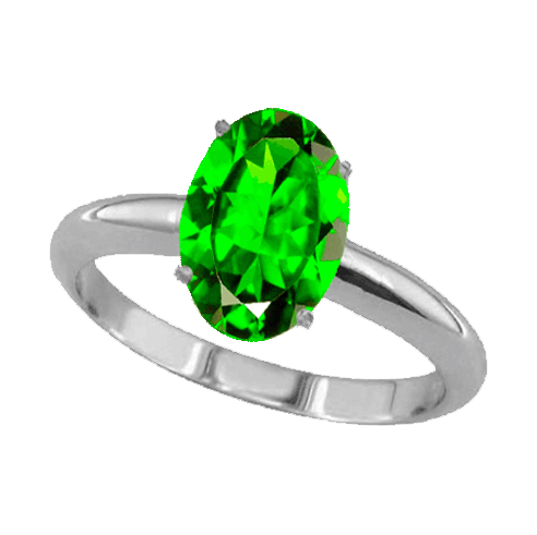 1 Carat Oval Chrome Diopside Ring in Sterling Silver