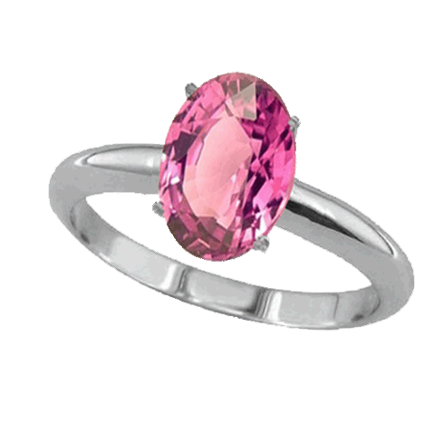 1 Carat Oval Pink Sapphire Ring in Sterling Silver