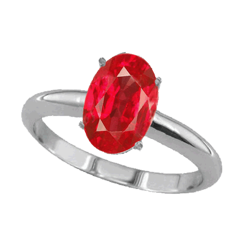 1 Carat Oval Ruby Ring in Sterling Silver