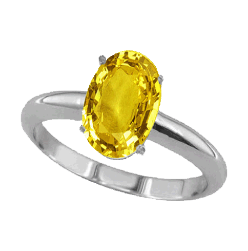 2 Carat Oval Yellow Sapphire Ring in Sterling Silver