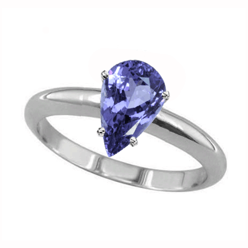 2 Carat Pear Tanzanite Ring in Sterling Silver