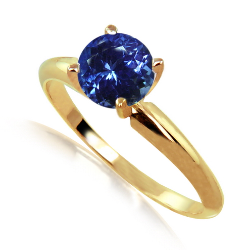 0.25 Carat Tanzanite Solitaire Ring in 14k White or Yellow Gold