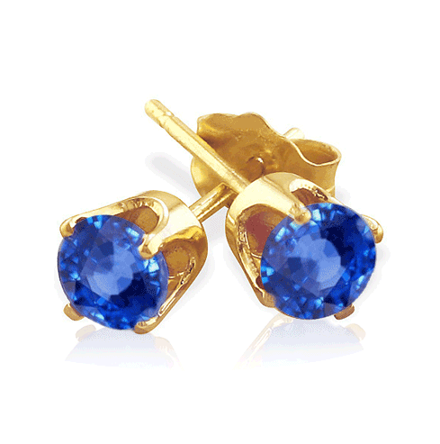 0.50 Carats Blue Sapphire Earrings in 14k White or Yellow Gold