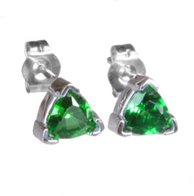 Load image into Gallery viewer, 1 Carats Trillion Tsavorite Earrings in 14k White or Yellow Gold
