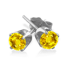 Load image into Gallery viewer, 0.25 Carats Yellow Sapphire Earrings in 14k White or Yellow Gold
