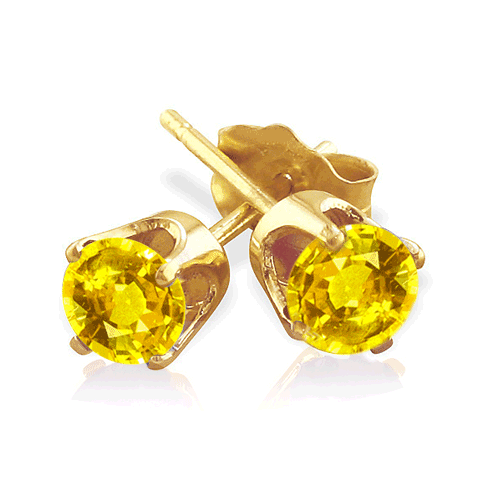 0.50 Carats Yellow Sapphire Earrings in 14k White or Yellow Gold