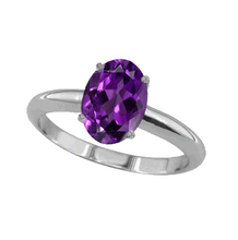 Load image into Gallery viewer, 2 Ct Amethyst Ring in 14k White or Yellow Gold
