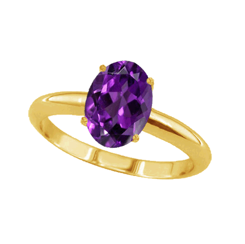 1 Ct Amethyst Ring in 14k White or Yellow Gold