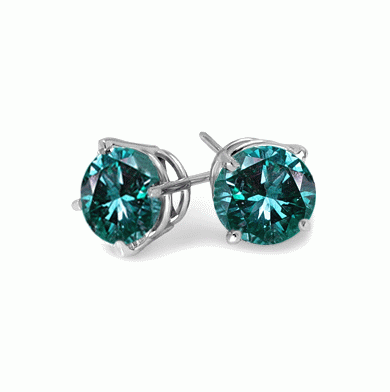 1 Ct Twt Blue Diamond Stud Earrings in Sterling Silver