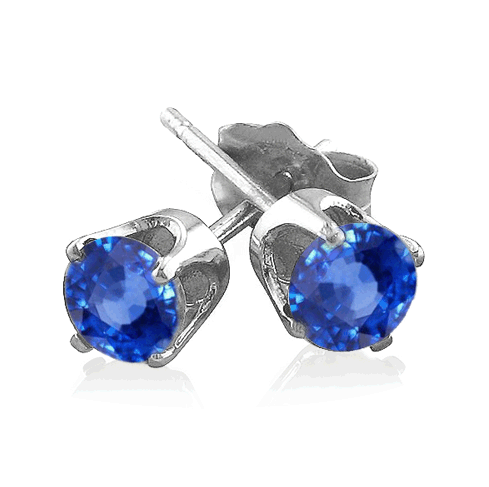0.25 Ct Twt Blue Sapphire Stud Earrings in Sterling Silver