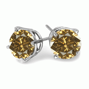 1 Ct Twt Champagne Diamond Stud Earrings in Sterling Silver