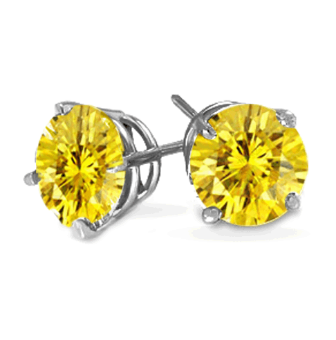 0.50 Ct Twt Yellow Diamond Stud Earrings in Sterling Silver