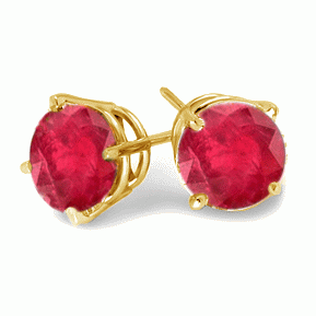 2 Carats Ruby Earrings in 14k White or Yellow Gold