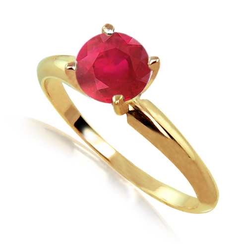 2 Carats Ruby Solitaire Ring in 14k White or Yellow Gold