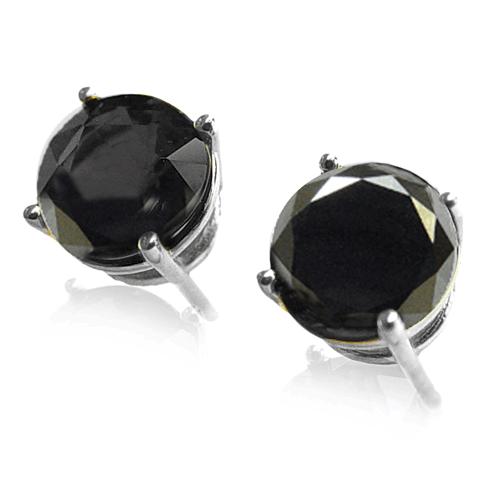 2 Ct Twt Black Diamond Stud Earrings in Sterling Silver