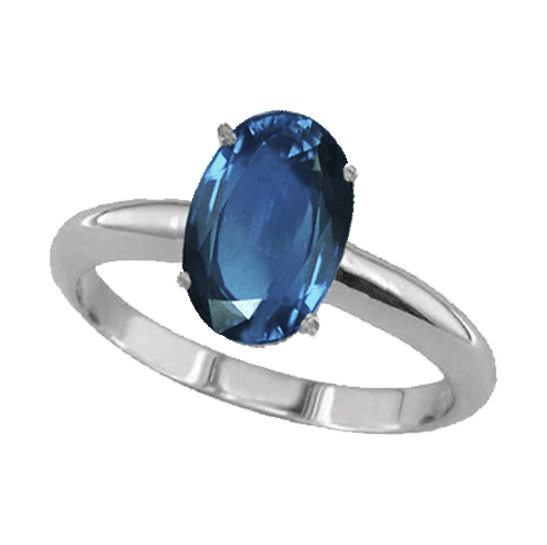 1 Carat Oval Blue Sapphire Ring in Sterling Silver