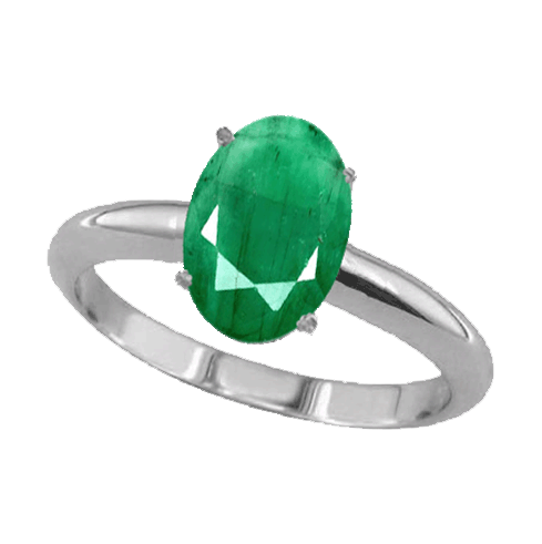 1 Carat Oval Emerald Ring in Sterling Silver
