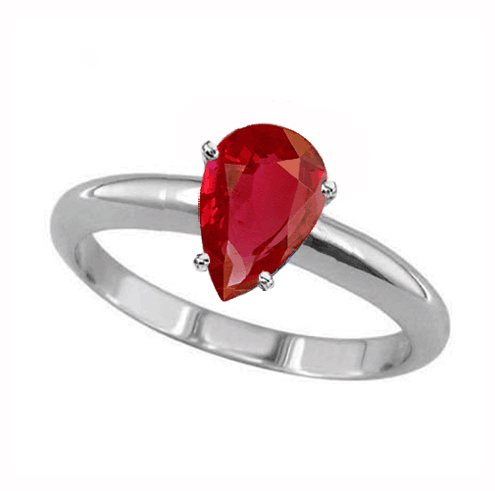 1 Carat Pear Ruby Ring in Sterling Silver