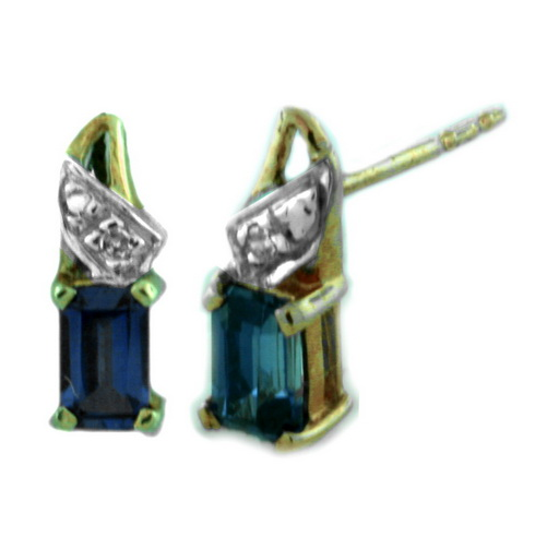 5x3 mm Created Blue Sapphire Earrings in 10K Yellow Gold