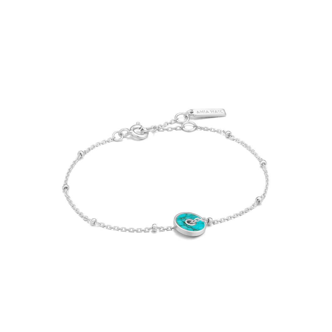 Silver Turquoise Disc Bracelet