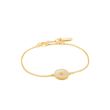 Load image into Gallery viewer, Gold Mother Of Pearl Emblem Bracelet
