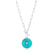Load image into Gallery viewer, Silver Turquoise Disc Necklace
