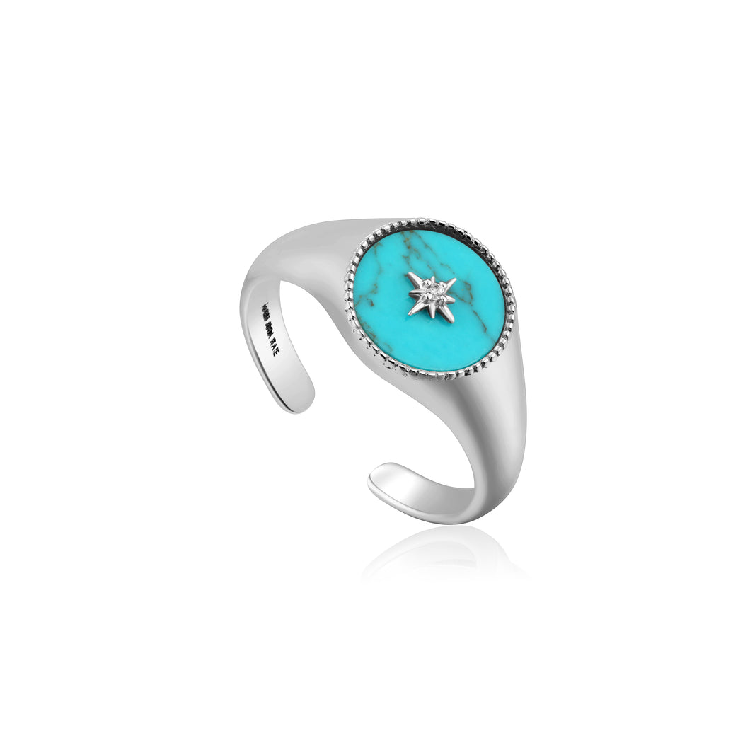 Silver Turquoise Emblem Signet Ring